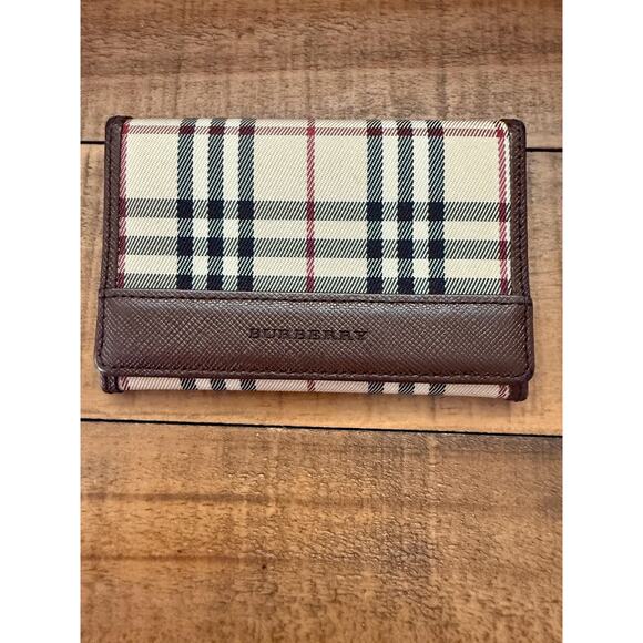 Burberry Wallet Mens House Check Bifold Card Case Brown Leather Made in Italy - Picture 1 of 10